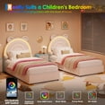 thumbnail image 4 of Twin Size Velvet Upholstered Bed Frame - 2 Storage Drawers & LED Rainbow Headboard, Noise-Free Metal Support, No Box Spring Needed, 4 of 9