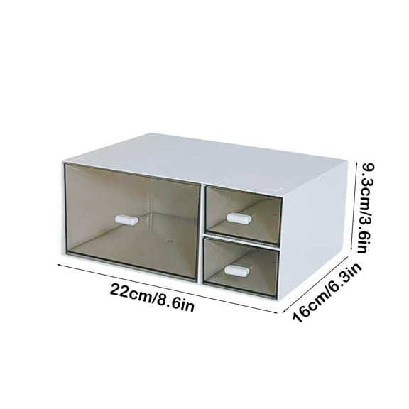Rkxzt Storage Box,Plastic Desktop Storage Box with Drawers Transparent Organizer Stackable Compartment 8.66x6.3"White,Office Storage