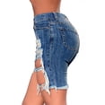 thumbnail image 4 of goowrom Women Slim Jeans High Waist Ripped Hole Washed Distressed Shorts, 4 of 10