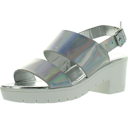 

Bamboo Womens Odessa-05 White Sole Dual Strap Slingback Closure Fashion-Sandals Silver 8.5