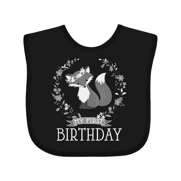 Inktastic First Birthday 1 Year Old Girl Fox Girls Baby Bib