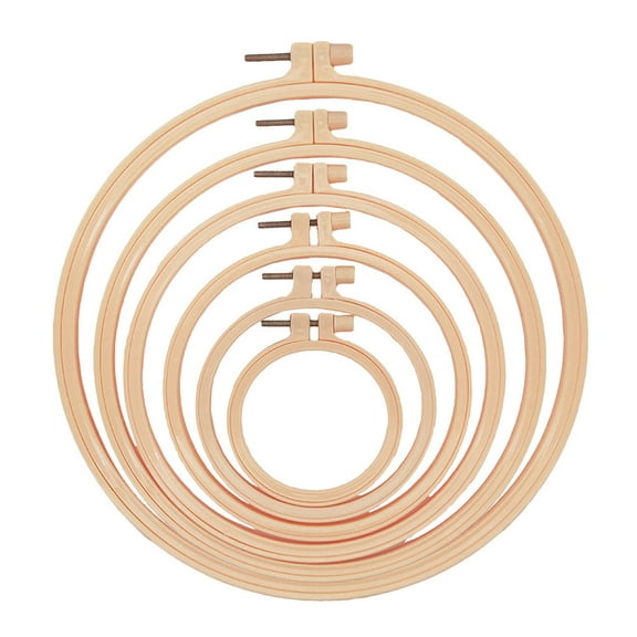 Siliaire Plastic Embroidery Hoop 6Pcs for Cross Stitch and Quilting in Khaki 9.5 to 27in