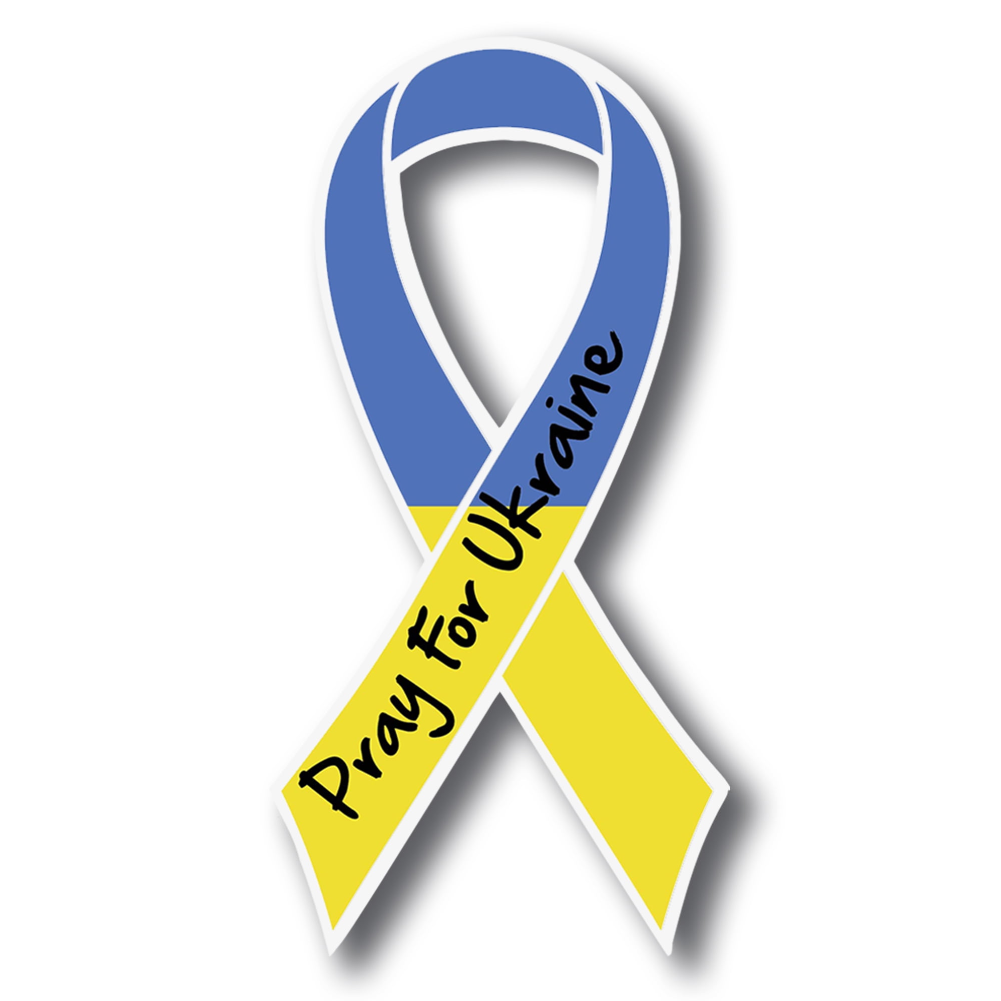 Pray For Ukraine Car Magnet - 3.5x7 Inch Ribbon Decal For Cars, Trucks, SUVs, Made In USA