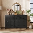 thumbnail image 2 of GALAXHERO Farmhouse Dresser for Bedroom, 51.18'' Wide 7 Drawer Wood Dresser, Black TV Stand for 65 inch TV, Wooden Chest of Drawers for Bedroom, Modern Clothes Organizer for Living Room, Hallway, 2 of 8