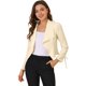 thumbnail image 1 of INSPIRE CHIC Chaqueta estilo cárdigan con frente abierto elegante para mujer, chaqueta recortada de oficina de trabajo Beige M, 1 of 6