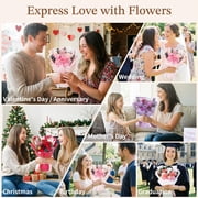 Emibele Preserved Flower Bouquet Gifts for Mom,Purple Eteranl Roses Bouquets with Bear, Gifts for Her Women Wife Grandma on Valentines Mothers Day Birthday Anniversary