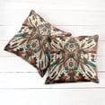 thumbnail image 5 of Ambesonne Rustic Throw Pillow Cover Pack of 2, Aztec Inspired Feathers Art, 2 Pcs-24" x 24", Cinnamon Redbrown and Teal, 5 of 5