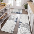 thumbnail image 2 of Blue Floral and Petal Pattern Kitchen Rugs Sets Of 3,Kitchen Runner Rugs Non Skid Washable,Decorative Kitchen Floor Mats for Kitchen,Sink,Laundry,17"x30"+ 17"x47" + 17"x59", 2 of 6