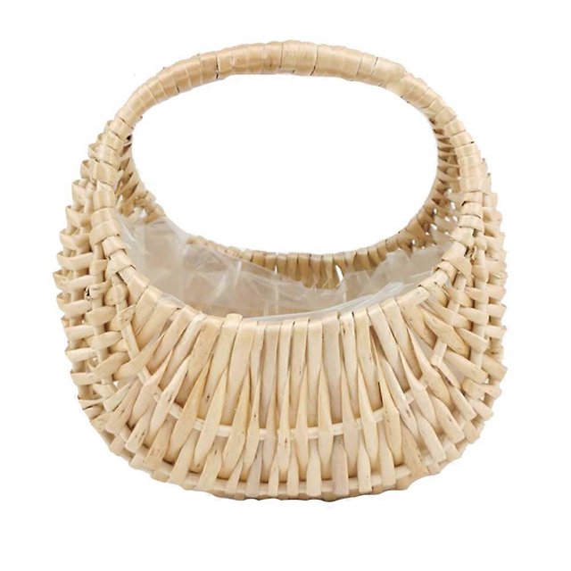 Hand-Woven Flower Basket Rattan Flower Basket Fruit Food Storage Organizer
