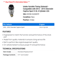 thumbnail image 2 of Intake Variable Timing Solenoid - Compatible with 2012 - 2015 Chevy Captiva Sport 2.4L 4-Cylinder LEA 2013 2014, 2 of 2
