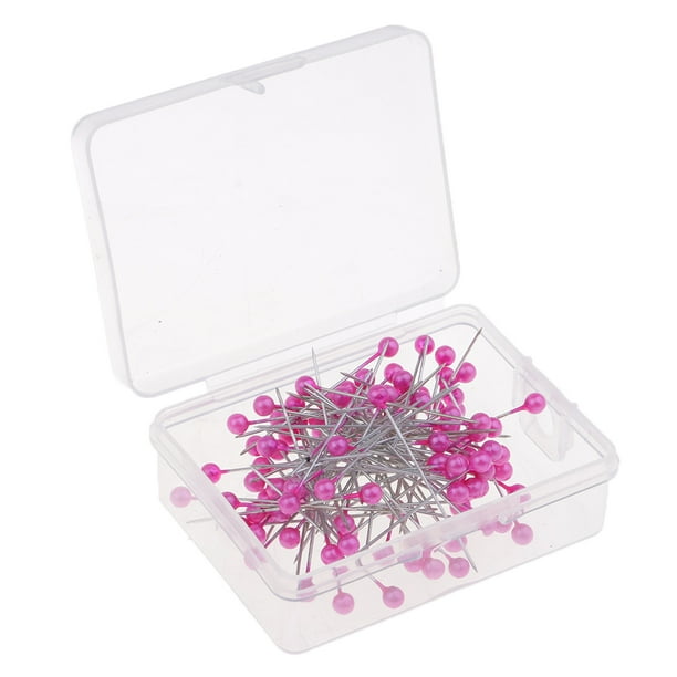 Paquete de 100 alfileres de cuentas multicolores, alfileres de costura, alfileres de cabeza Rosa