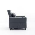 thumbnail image 3 of Convertible Sleeper Chair Sofa Bed - Adjustable Backrest, USB & Cup Holders, Premium Leather, with Pillows, Easy Assembly, 3 of 9