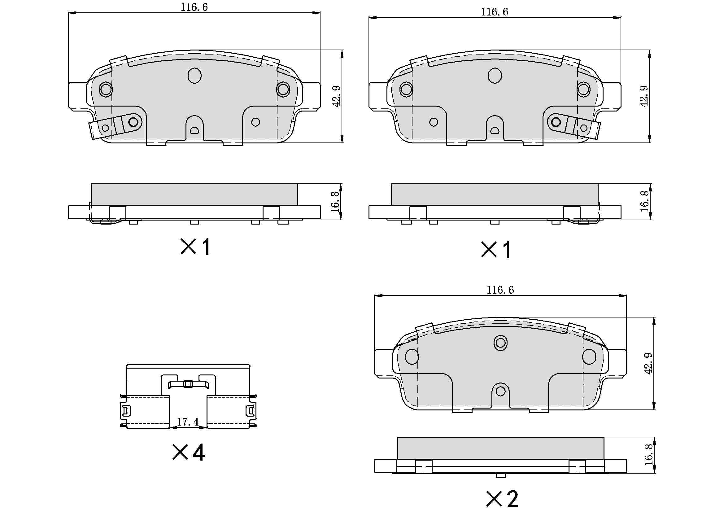 Winstop Brake Pad Set, Rear WS.1468.0.M, Chevrolet Cruze 2015-2011