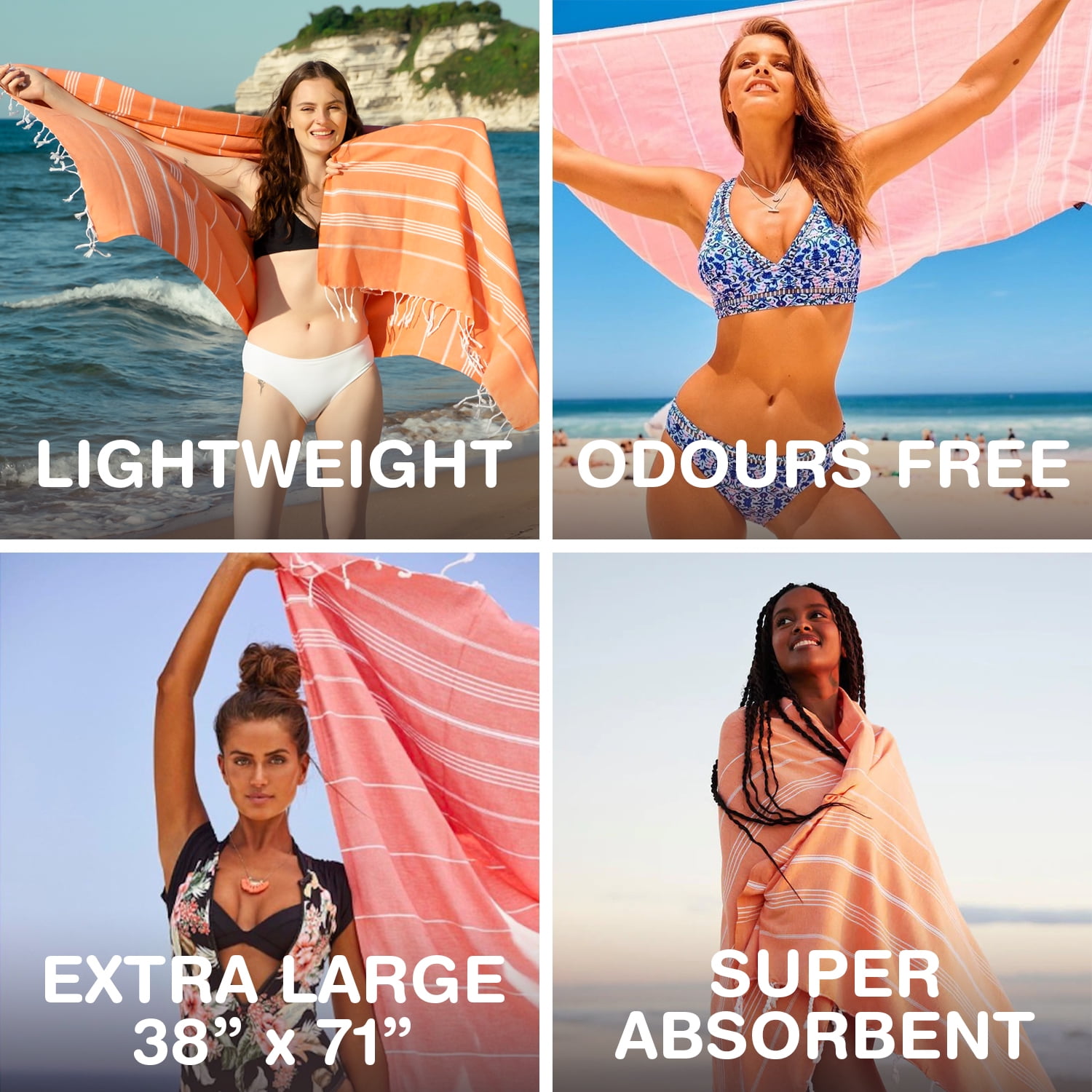 PADISHAHHOME Turkish Beach Towels, Bulk Case of 24 | Oversized, Quick Dry, Sand Free | 100% Cotton, Large 38x71" Towels for Beach, Pool, Travel | Ultra-Soft, Compact, Absorbent | Aquamarine