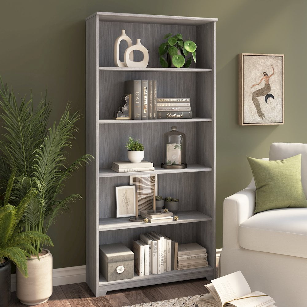 Bush Furniture Cabot Tall 5 Shelf Bookcase, Modern Gray