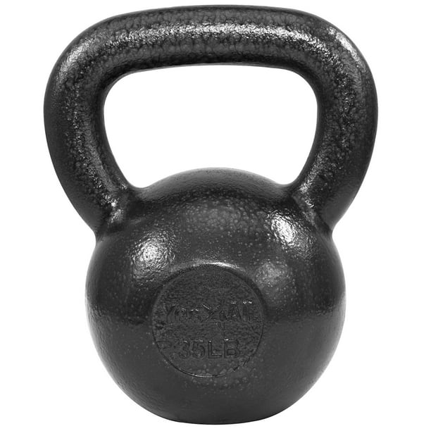 Yes4All Solid Cast Iron Kettlebell 35 lb Kettlebell Weights (Grey