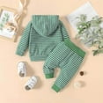 thumbnail image 7 of Kids Baby Boys Girls Long Sleeve Patchwork Hoodie Sweatshirt Tops Striped Pants Trousers Outfit Set 2PCS Clothes Casual Joggers 4t Outfit Set 3month Boys, 7 of 7