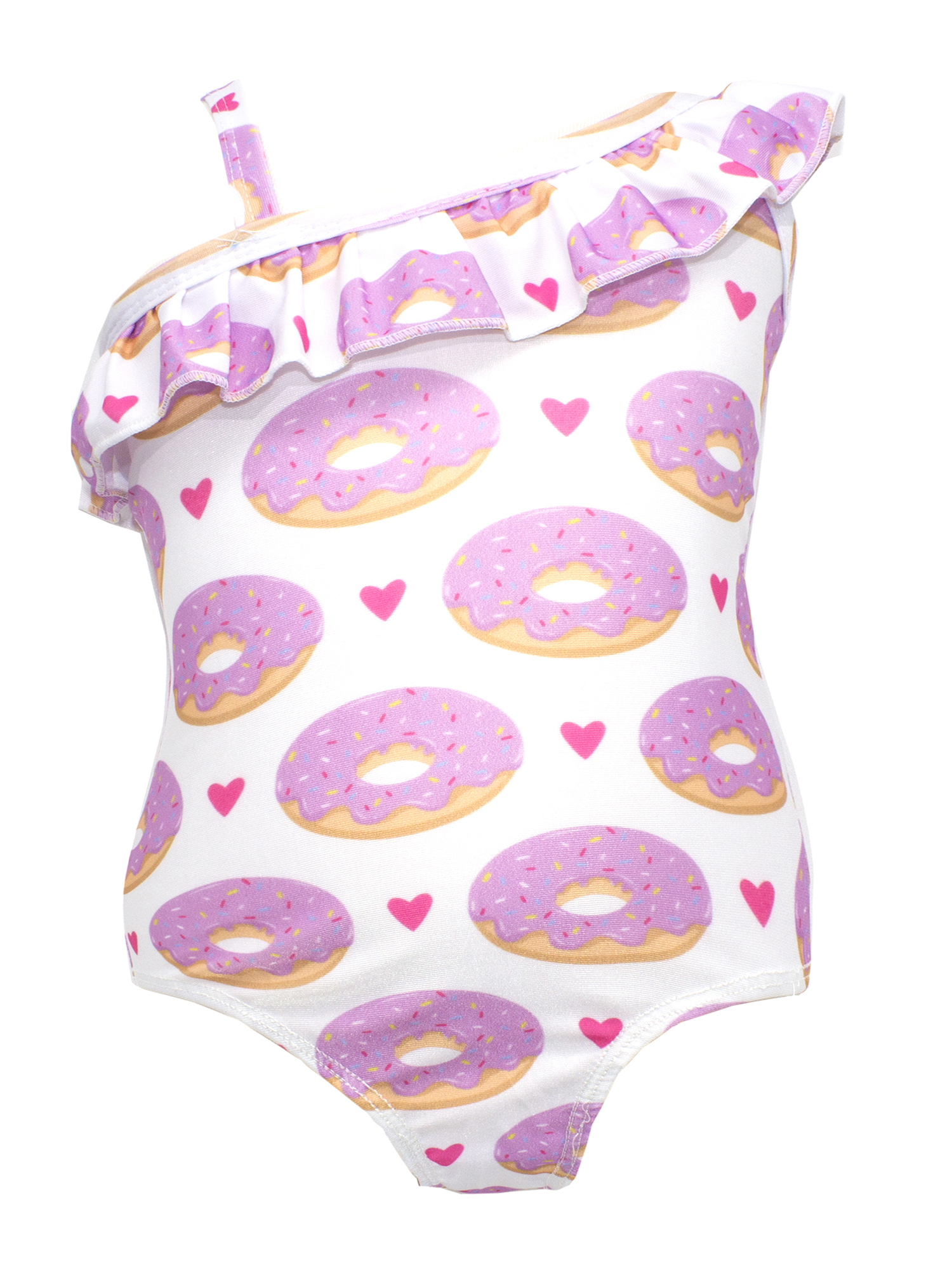 Baby Toddler Girls Lovely Donuts Patterned RuffledTier OnePiece