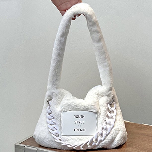 Bolso Mujer Chic Cadena Y2K con Cremallera Suave Mujer Invierno Diario Blanco