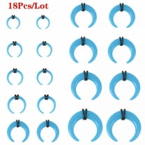 DESIGNICE 8/18Pcs Acrylic Nose Rings C Shape Buffalo Septum Piercing Ear Stretching Kit Septum Stretching Kit -Blue-18Pcs-14G (1.6 Mm)-00G (10.0 Mm)