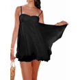 thumbnail image 4 of Women'S Strappy Ruffle Mini Dress Thin Straps V-Neck Perfect for Cocktail Parties Formal Event Black L, 4 of 9