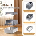 thumbnail image 5 of AMONSEE Stainless Steel Litter Box with Lid,Enclosed Large Cat Litter Box with Poop Scooper and Footboard, 5 of 10