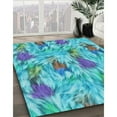 thumbnail image 3 of Ahgly Company Machine Washable Indoor Round Transitional Blue Ivy Blue Area Rugs, 8' Round, 3 of 7