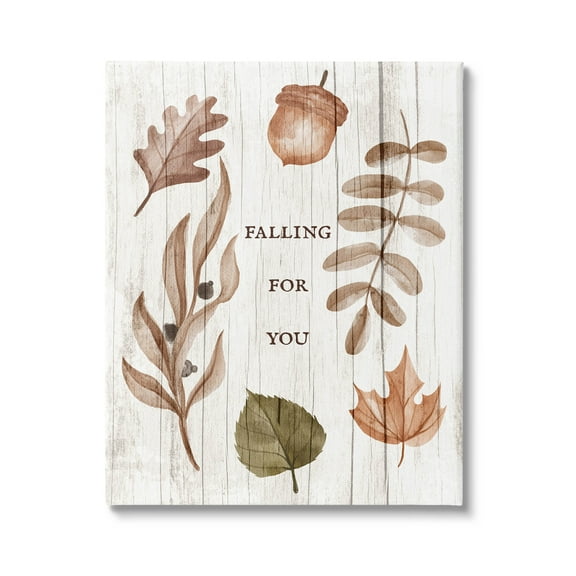 Stupell Industries Falling For You Fall Botanicals Graphic Art Gallery Wrapped Canvas Print Wall Art, Design by Lil' Rue