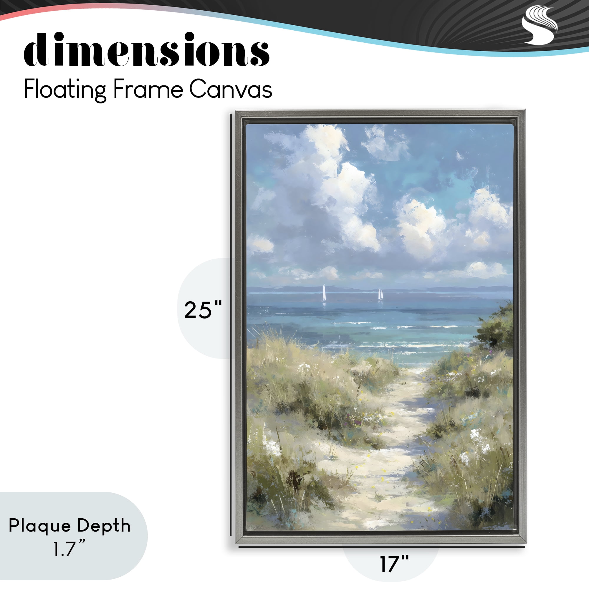 Stupell Industries Impressionist Clouds over Beach Path Gray Framed Floater Canvas Wall Art, design by Petal Prints Design