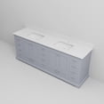 thumbnail image 4 of Dark Grey Double Bath Vanity 84" W X 22" D, White Quartz Countertop - Solid Wood, Soft Close, Scratch & Stain , 2 Cabinets, 14 Drawers Open Shelf For Storage, Pre-drilled 8 In. Faucet 84 22 In., Top, 4 of 7