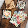 thumbnail image 5 of Pioneer Flower Kitchen Oven Mitt and Pot Holder Sets 4 Pcs for Baking, Cooking and Grilling, Heat Resistant Up To 392 °F, 5 of 7