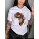 thumbnail image 1 of Women'S African-Inspired Graphic T-Shirt, Polyester 95% Elastane 5%, Casual Crew Neck Short Sleeve Top, Summer & Spring Fashion, Black & White Options, 1 of 6
