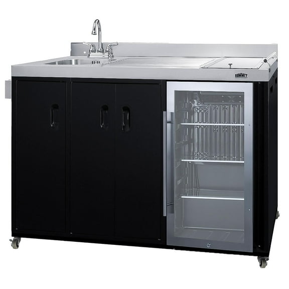 Summit Portable Outdoor Glass Door Kitchenette Beverage Cooler - Left Hinge - CK54OSLG