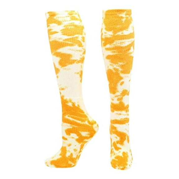 TCK Krazisox Tie Dye Knee High Socks - Gold White