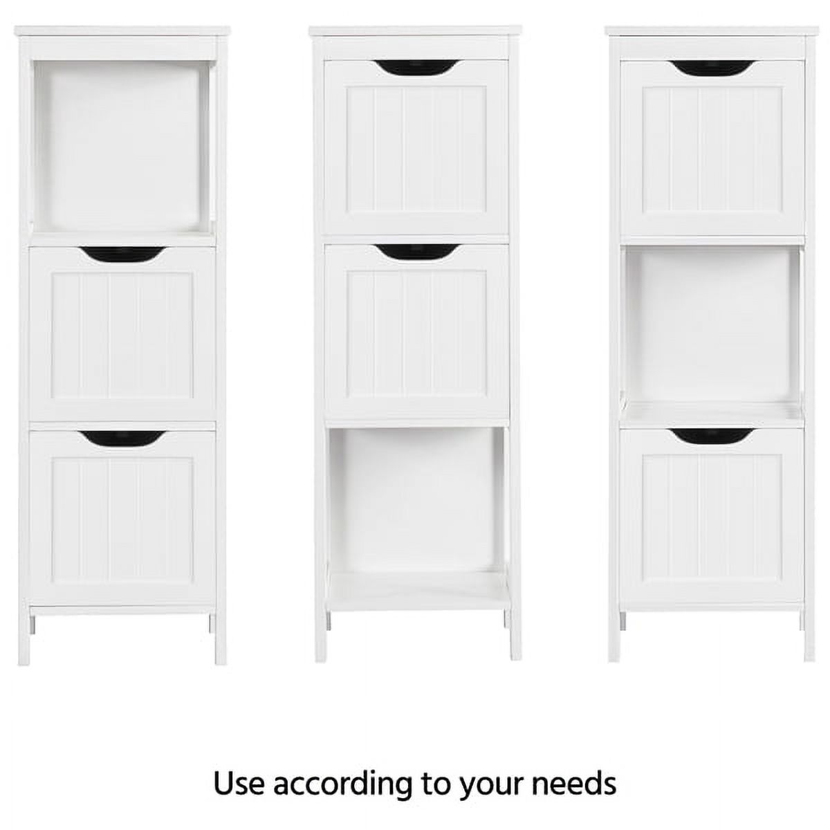 Alden Design Adjustable 3 Tiers Bathroom Cabinet Modern Storage Organizer Heavy Duty Vanity Stylish Floor Cabinet, White - image 4 of 11