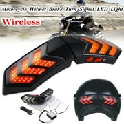 Wireless Motorcycle Helmet LED Safety Brake Stop Turn Signal Indicator Light US