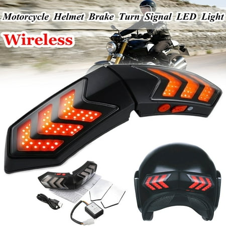 Wireless Motorcycle Helmet LED Safety Brake Stop Turn Signal Indicator Light