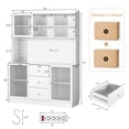 thumbnail image 2 of RichYa Kitchen Storage Pantry 57" Spacious Countertop Hutch with 3 Drawers 3 Cabinets Cup Holder & Power Strip,Buffet Bar Cabinet,White, 2 of 9
