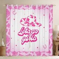 Castle Fairy Western Cowgirl Curtains Pack of 2 (42x84 Each) for Female Girls,Cow Print Curtains Blackout,Bling Glitter Bedroom Curtains,Microfiber Bedroom Decor