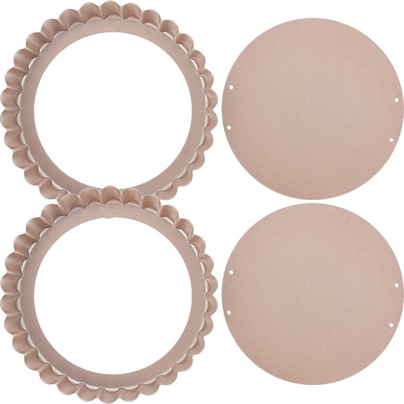 2pcs Tart Pans with Removable Bottom Heavy Duty Carbon Steel Pan Non-stick Round Quiche Pan