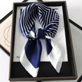 thumbnail image 1 of Bufanda cuadrada de seda a cuadros para mujer, banda de satén para el pelo, suave para el trabajo, Hijab, Foulard para la cabeza, 2021, 1 of 4
