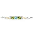 thumbnail image 2 of 925 Sterling Silver and 10K Yellow Gold Blue Zircon Green Peridot and White Lab Grown Diamond Tennis Bracelet for Women (1.97 Cttw, Gemstone December Birthstone, Fully Adjustable up to 9 inch), 2 of 4