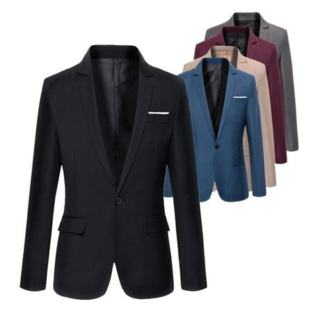 Stylish Mens Casual Slim Fit Formal Single Button Suit Blazer Coat Jacket