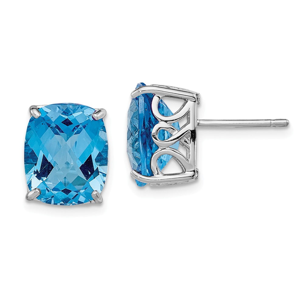 FB Jewels Solid 925 Sterling Silver Rhodium-Plated Polished Blue Topaz Round Pendant FB Jewels Solid 925 Sterling Silver Rhodium-Plated Polished Blue Topaz Round Pendant