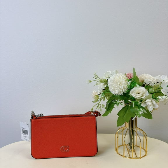 Coach CJ797 Pouch Bag With Signature Canvas IN ORANGE