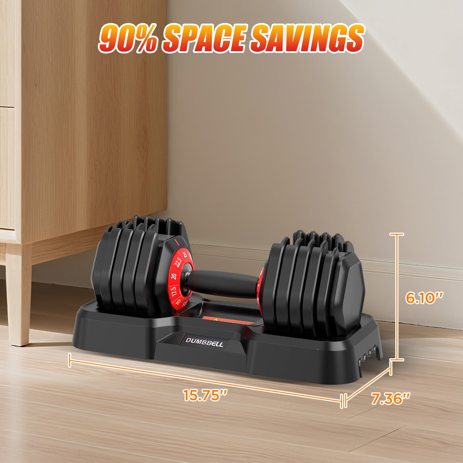 Hiaso 25lb 5-in-1 Adjustable Dumbbell with Plates & Rack-Space-Saving Free Weights for Home Gym, Full Body Workout for Women & Men
