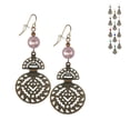thumbnail image 1 of One Pair Boho Style Copper Drops with Colored Bead Earrings - Rose, 1 of 4