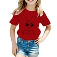thumbnail image 2 of Zhuashum Baby T Shirt 2024 For Boys Girls Cute Toddler Children'S Easter Cartoon Bunny Print Summer Solid Color Round Neck Short Sleeved T Shirt Rabbit Graphic Tees Tops Red,Size:7-8 Years, 2 of 3