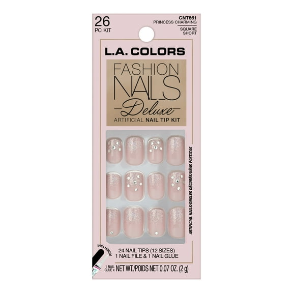 L.A. COLORS Fashion Nail Deluxe, Nail Tips, Princess Charming, 24 Pieces