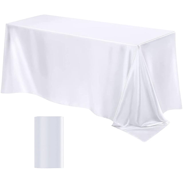 Maplenight Premium Solid Color Glossy Satin Tablecloth – Customizable for High-end Hotels, Banquets & Weddings White